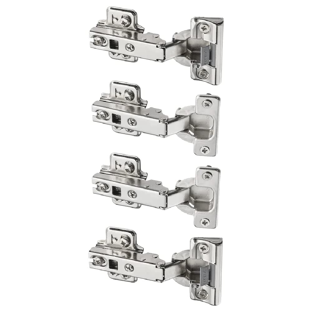 I-K-E-AKOMPLEMENT Soft Closing Door Hinges with Damper Kitchen Home Cabinet Wardrobe Closing Opener Hinges Heavy Duty (Fits Pax) - Set of 4 + Free TSA Shoe Bag, Silver