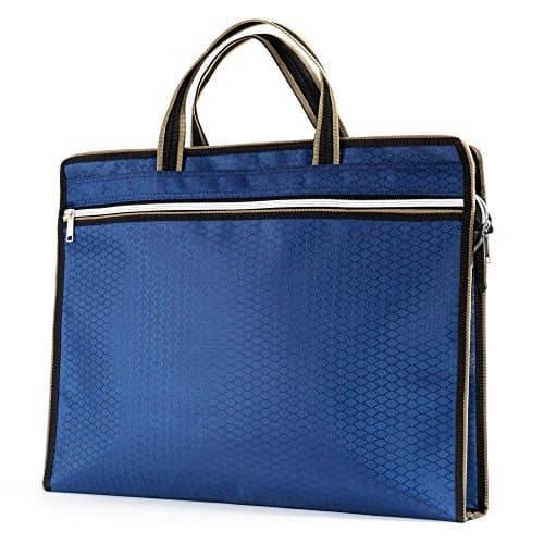 Zipper Business Document Bag, Lavince Waterproof Briefcase Office Handbag File Bag Multi Purpose Usage for Files Folder Document Notebook iPad MacBook Stationery for Bussiness Meeting Office (Blue)