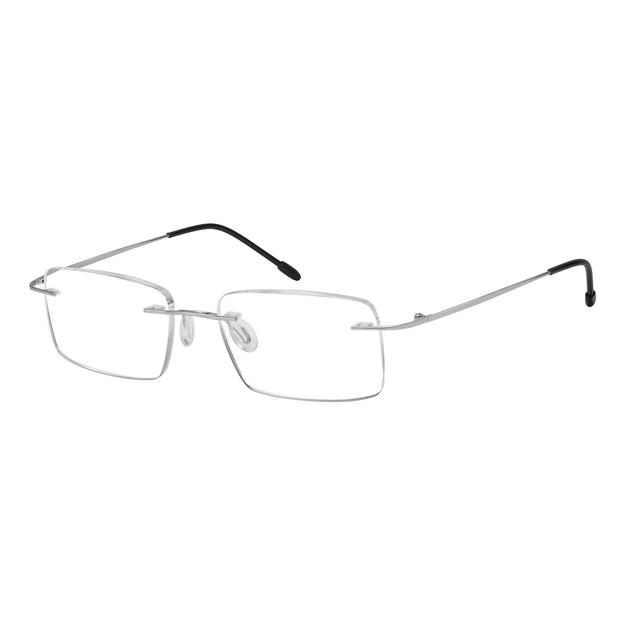 Eyekepper Frameless Reading Glasses for Men Reading - Rectangle Rimless Reader Eyeglasses Silver +3.50