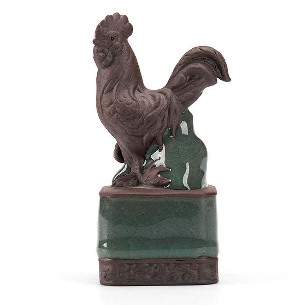 Zisha Tea Pet Rooster of the Chinese Zodiac by YizenCulture, Traditional Handmade Chinese Tea Pet Made of Purple Clay to Complement Your Gongfu Tea Set, Kept by Tea Lovers for Prosperity and Good Luck