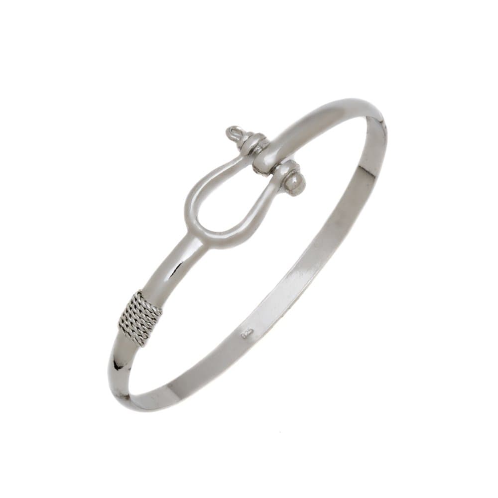 Sterling Silver Lucky Horseshoe Bangle Bracelet