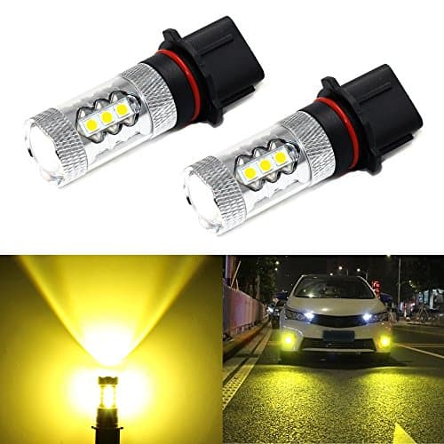 Phinlion 2000 Lumens Super Bright P13W 12277 LED Bulbs Fog Lights 3030 16-SMD High Illumination DRL Daytime Running Light Lamps Replacement Gold Yellow