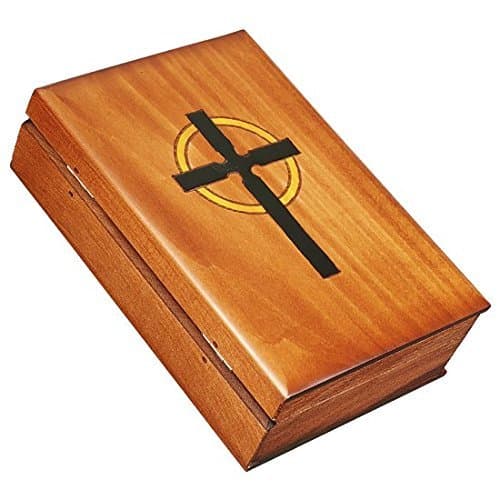 Book Shaped Bible & Cross Box Polish Handmade Wooden Bible Box Holder