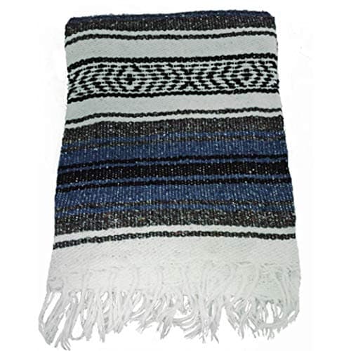 El Molcajete Brand Traditional Mexican Yoga Blanket Serape Denim