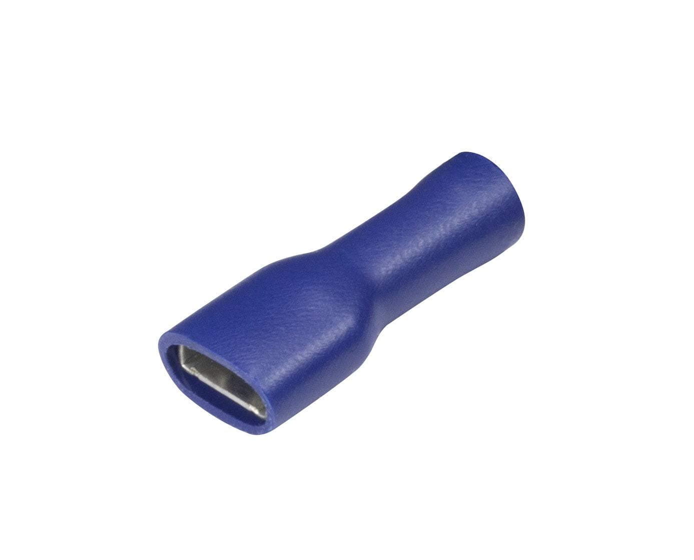 100 Pack of Blue Fully Insulated Female Spade Terminals - 6.3mm - Premium Pre-insulated Crimp Terminals