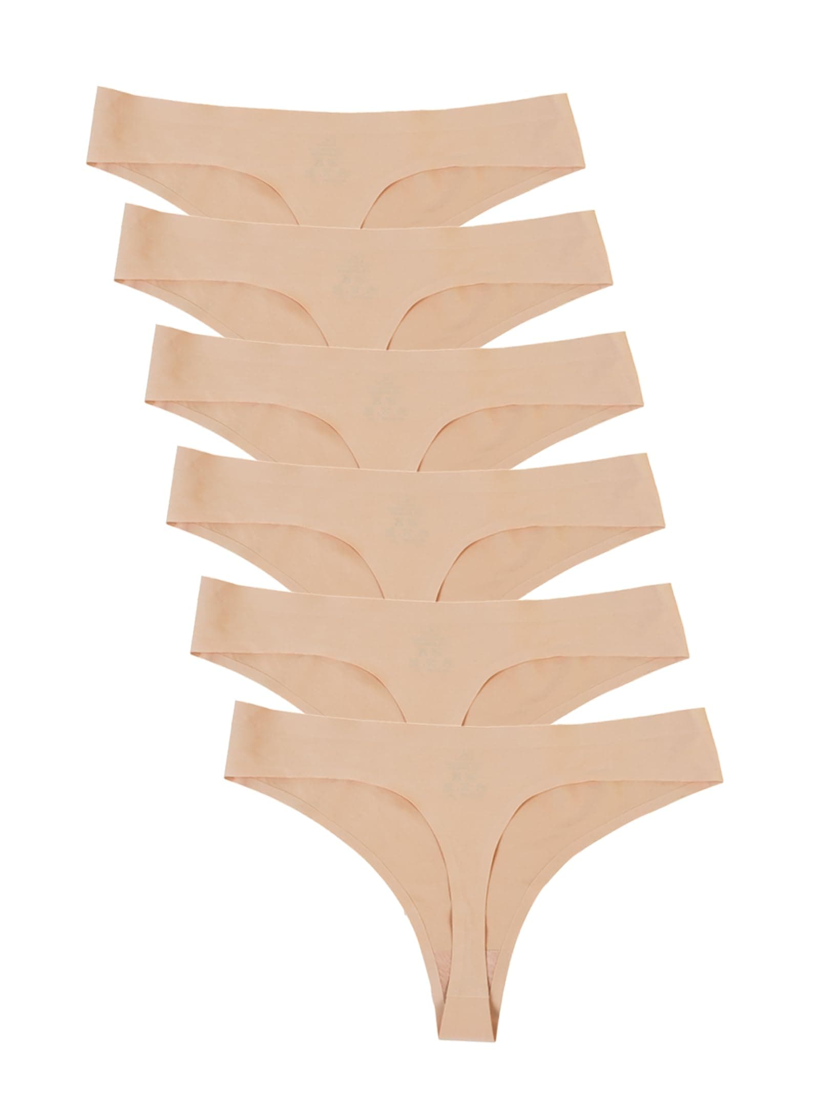 Womens Mid-Rise Seamless Thongs Comfy Underwear G-Strings Panties