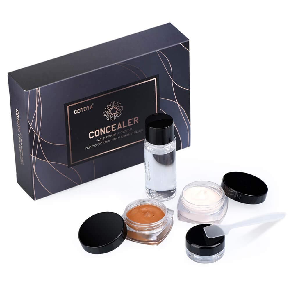 Concealer To Cover Tattoo/Scar/Birthmarks/Vitiligo, Professional Waterproof Tattoos Cover Up Makeup Concealer Set, Skin Dark Spots Hiding Cream Kit