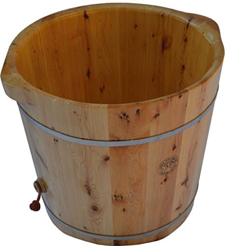 Tall Cedar Wood Foot SteamTub with Drainage Hole and Tube