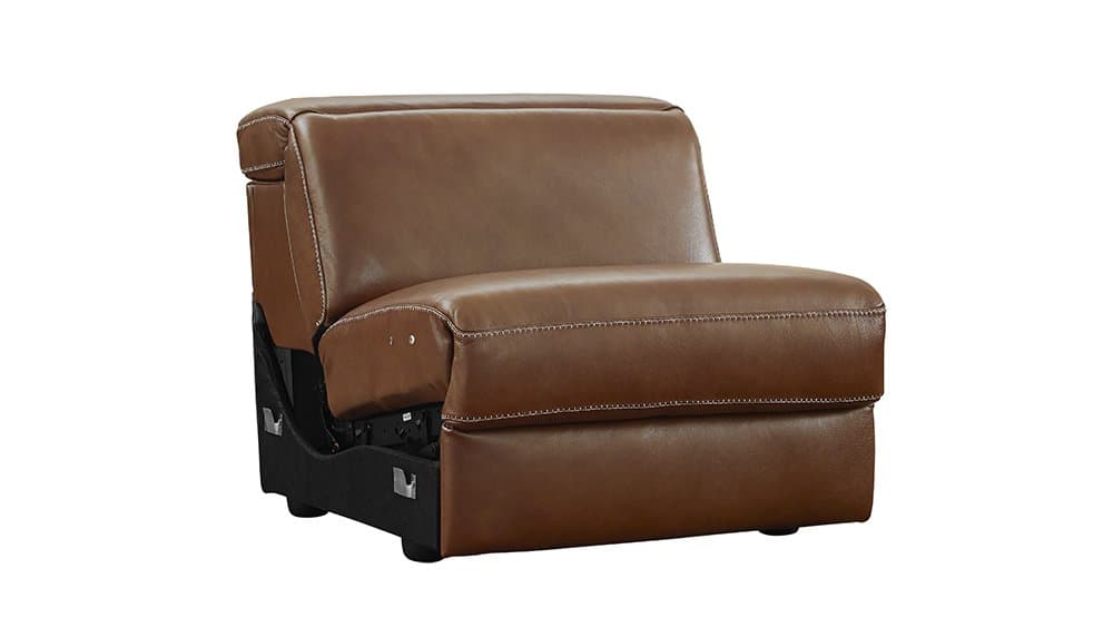 Messina Brown Leather Modular Reclining Armless Chair