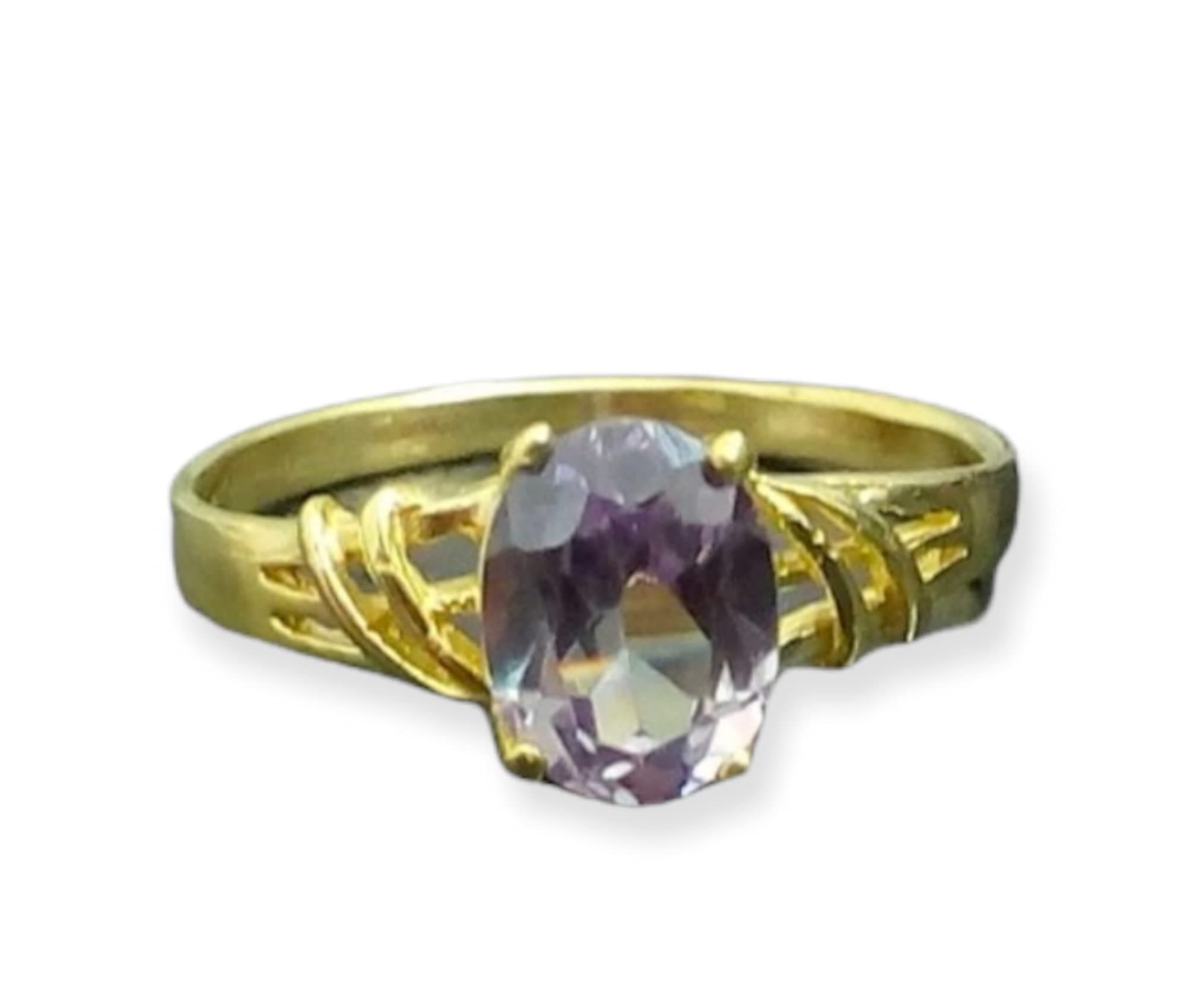 HandmadeLavender alexandrite ring,oval lilac ring,light purple ring,gemstone ring,gold ring,june ring,lace ring