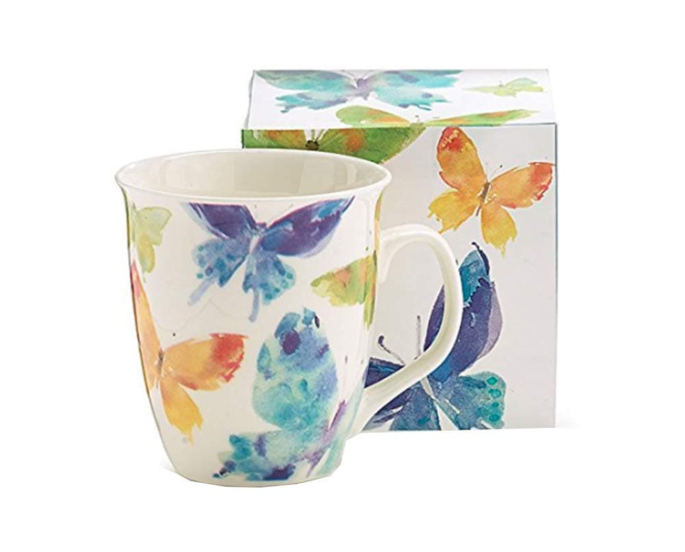 burton+BURTON Burton & Burton, Watercolor Butterflies Porcelain Mug
