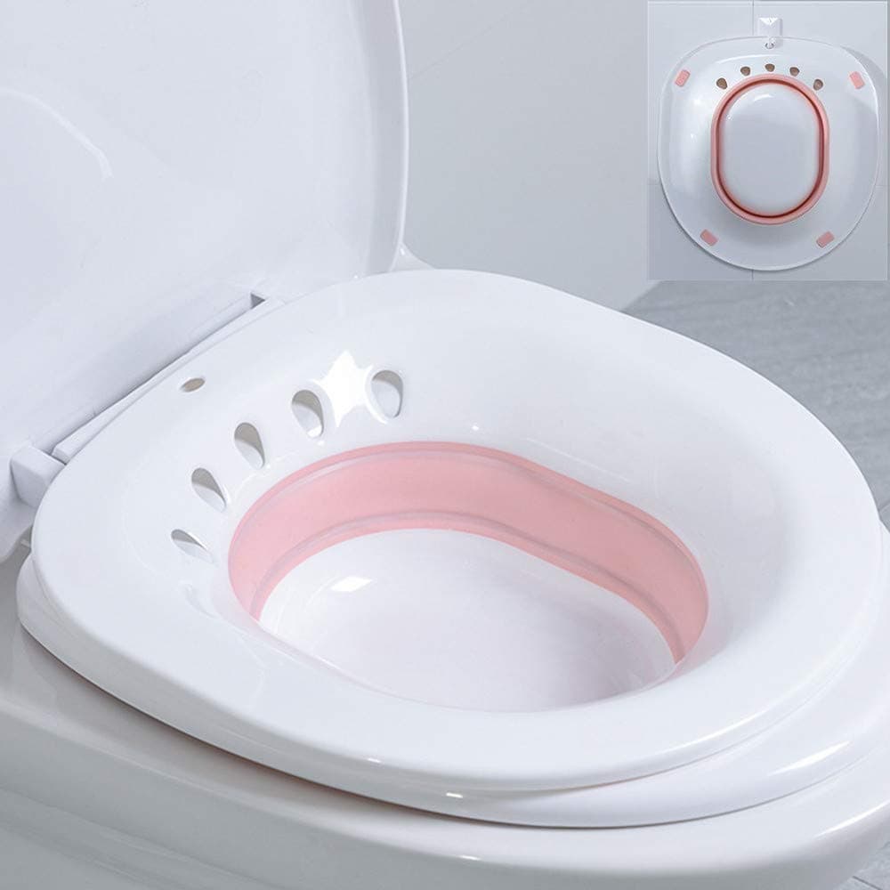H&W Foldable Squat Free Sitz Bath,Sitz Bath for Toilet Seat,Sitz Bath for Hemorrhoids,Yoni Steam Seat for Women, Postpartum Care Treatment, It is Used to Treat and Relieve Inflammation(Pink)