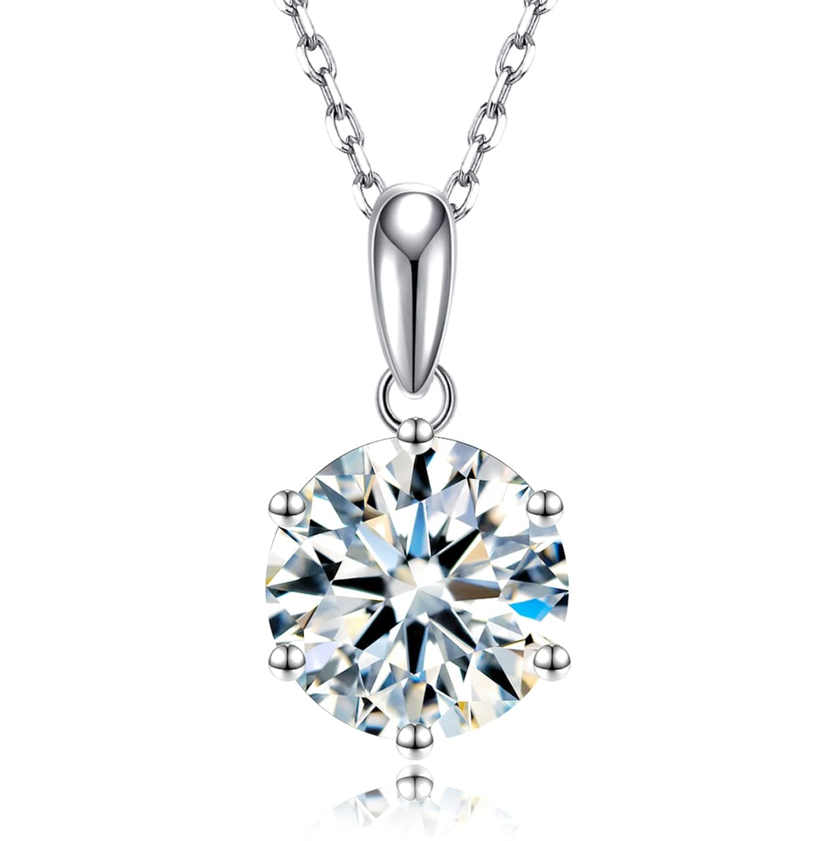 SecreTalk Moissanite Pendant Necklace 1-5CT 18K White Gold Plated silver D Color Ideal Cut Diamond Necklace for Women with Certificate of Authenticity