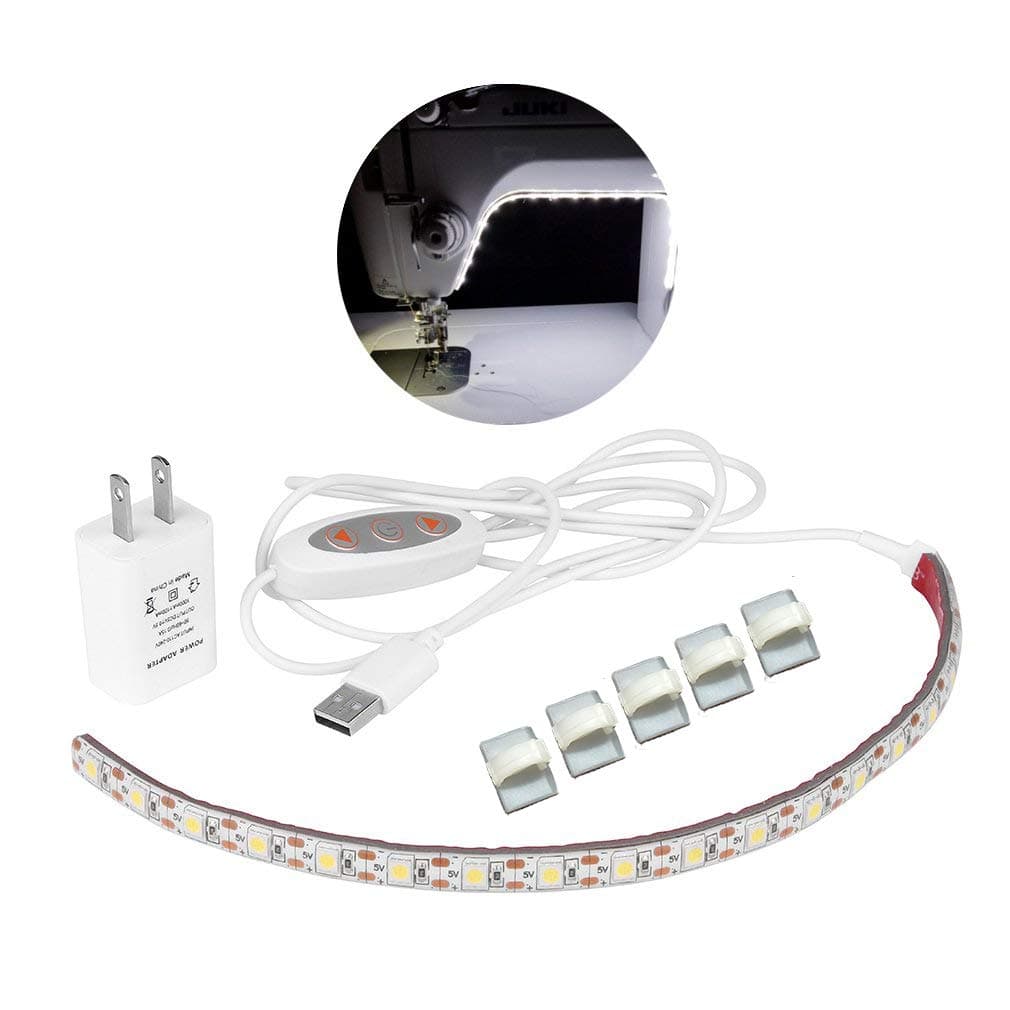 SUNWOW Sewing Machine LED Lighting Kit,Cold White with Button Dimmer and USB Power Supply, Waterproof with Premium 3M Adhesive Tape, Fits All Sewing Machines