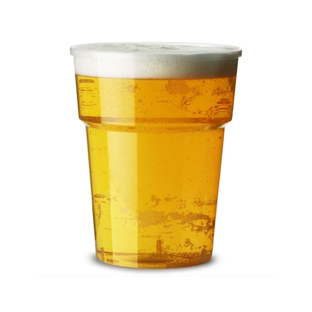 UK Business Supplies 100 x 20oz Re-usable Full Pint Flexi Clear Plastic Cups with CE Markings - Strong Beer Glasses Tumblers