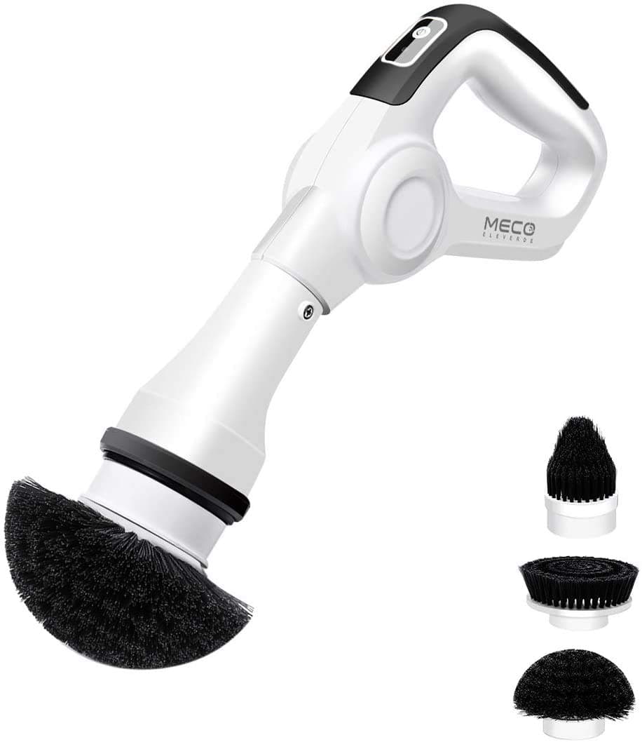 MecoElectric Spin Scrubber, Power Scrubber Cordless High Rotation Handheld Bathroom Scrubber Rechargeable with 3 Replaceable Cleaning Brush Heads for Cleaning Tub, Tile, Floor, Sink, Wall, Window