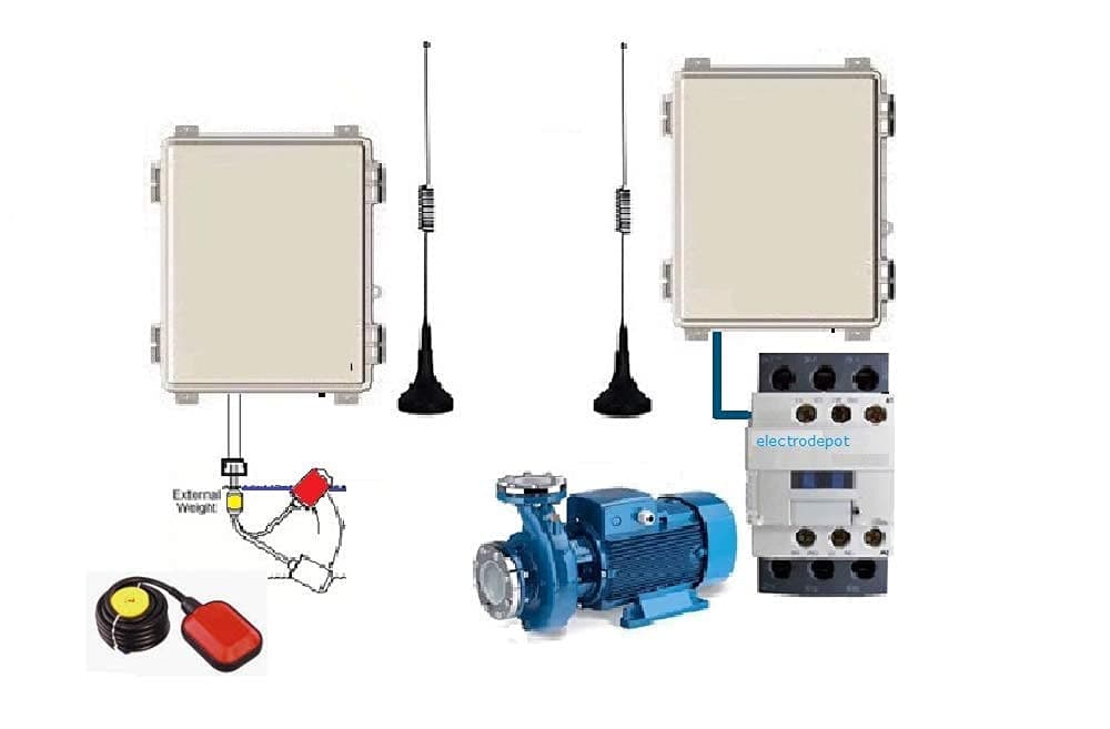 Wireless Controller Water Tank Remote Level with Float Switch, Pump Control System, Wire Replacement by Electrodepot