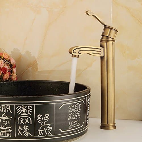 Vinteen Antique Faucet Creativity Pure Copper Hot And Cold Above Counter Basin Art Basin Vintage Faucet Tap Upscale Golden Water-Tap