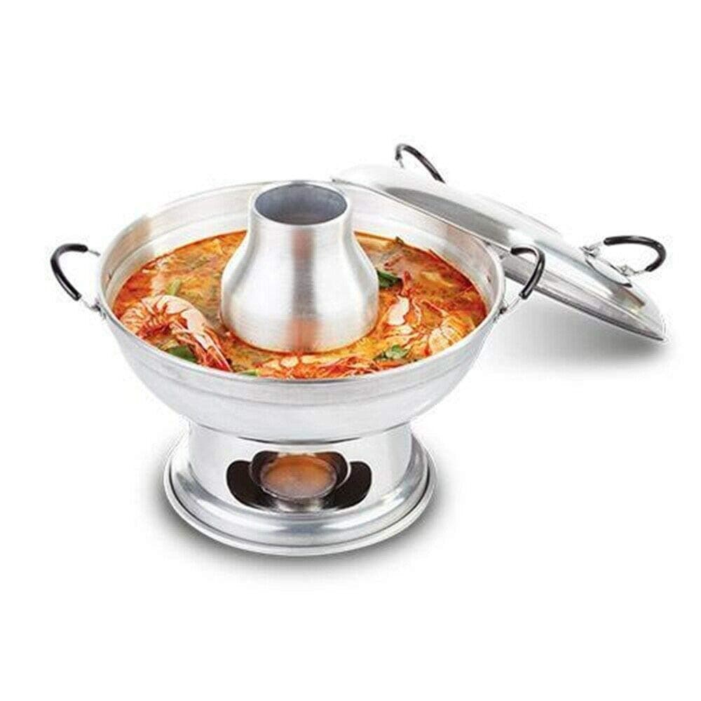 22 cm. Tom Yum Gung Hot Pot Thai Soup Holder Steamed Egg Soup Boil Bowl Thai Utensil Food Party Serving Cookware Aluminium