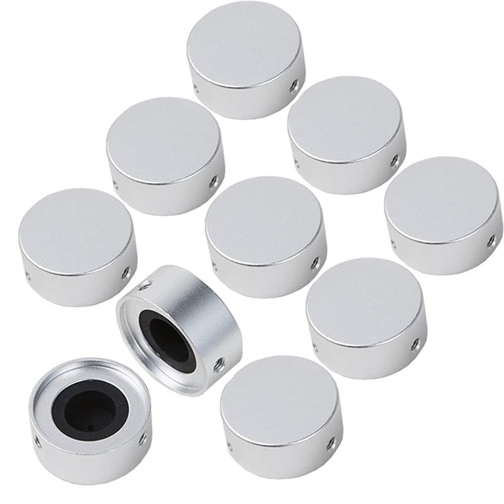 Pedal Footswitch Topper Metal Buttons with 3 Screws and Rubber Insert Fit Tightly on Common Pedal FootSwitch (3/8"10mm) Increase Accuracy and Comfort 10 Pack Silver