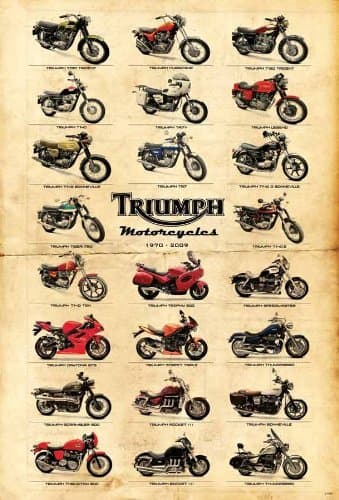 New Triumph Motorcycles Big Bike Sport Motorbikes Model 1970 - 2009 Poster Rare Size 24"x34"4402