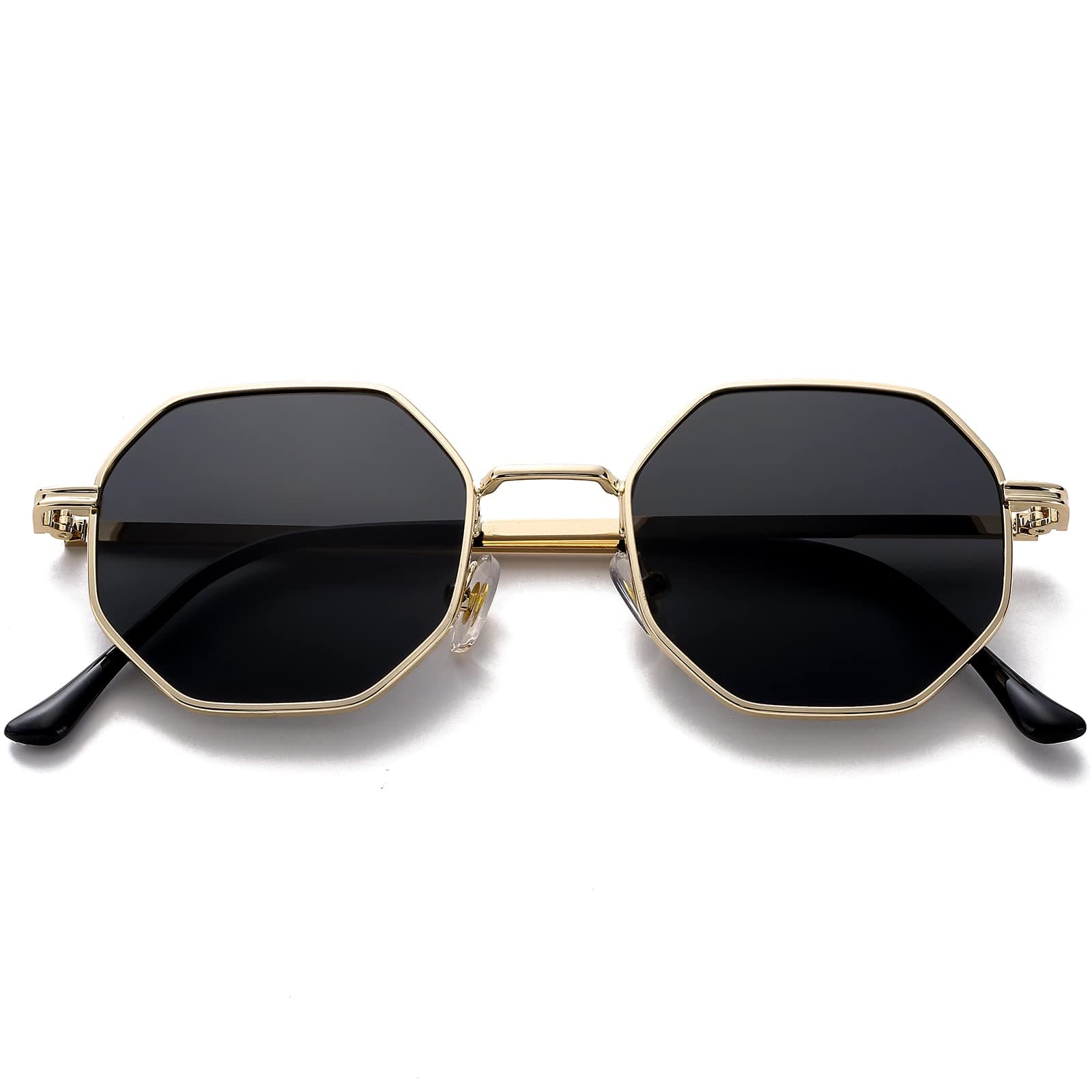 Square Sunglasses for Women Men Retro Octagon Metal Sun Glasses Vintage Polygon Shades