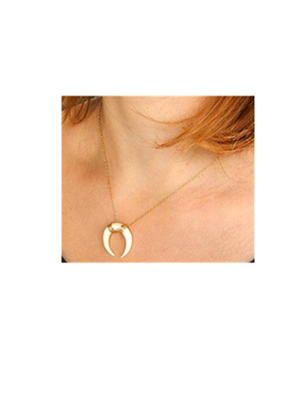 Liquidation Tusk Double Horn Necklace, Moon Necklace, Crescent Necklace,White Horn Necklace