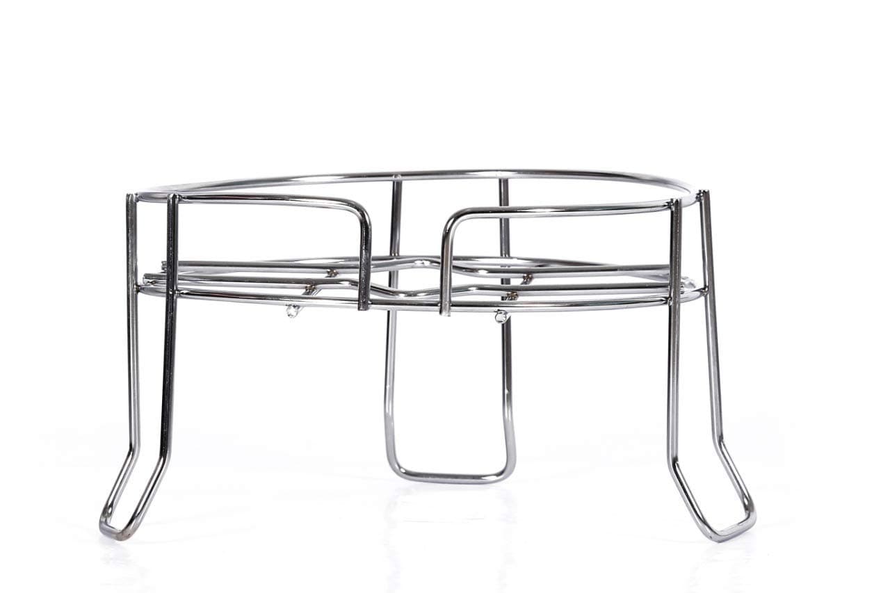Kavid Heavy Stainless Steel Chrome Plated Fancy Water Matka And Pot Stand (Silver, Standard), Step Shelf - Countertop