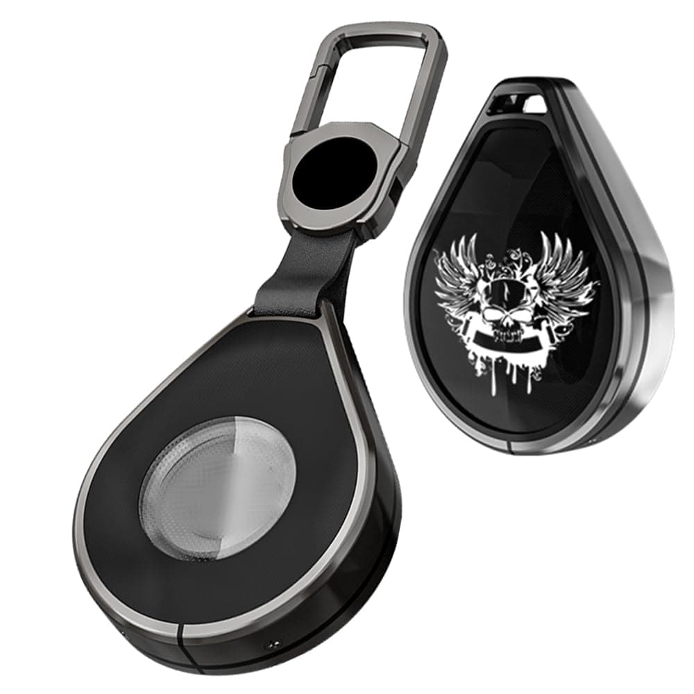 Metal Key Fob Cover,Compatible with Harley Davidson Fatboy Heritage RoadKing Ultra Classic Electra Glide V-Rod Dyna Sportster Key Fob,Alloy Armor TPU Key Fob Case Skull Black