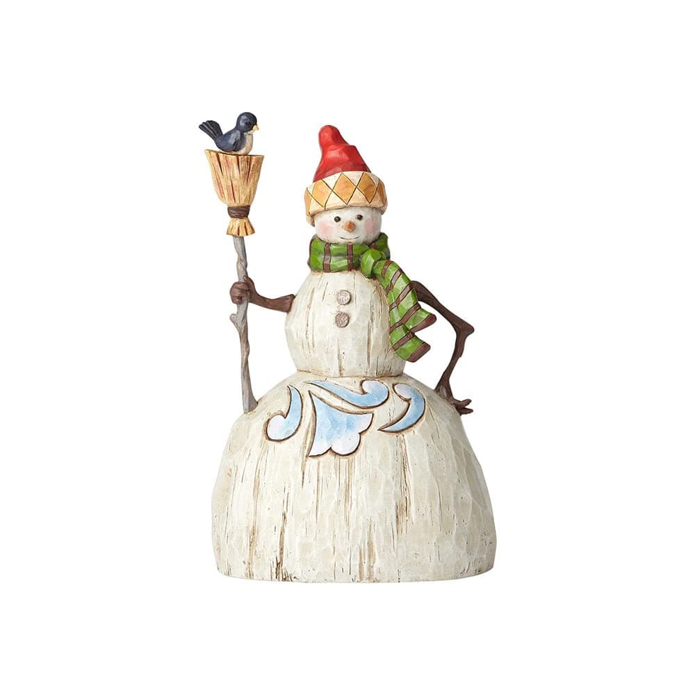 Jim Shore 4058767 Folklore Snowman with Broom Figurine