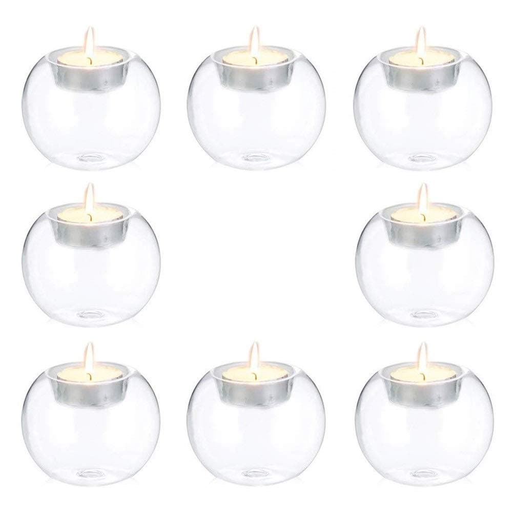 Sziqiqi Classic Crystal Light Stands Holder Glasses for Wedding Tea Lights Holders Table Dining Glass Holder Stand Bar Party Home Decor, 8 Pcs