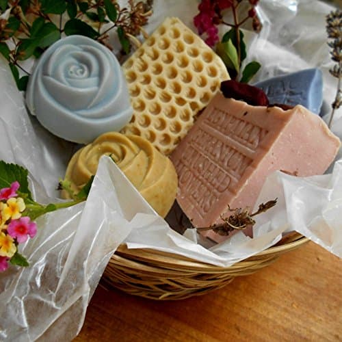 Holiday Five Piece Basket Handmade Soap Variety Of All Natural Bars And Scents