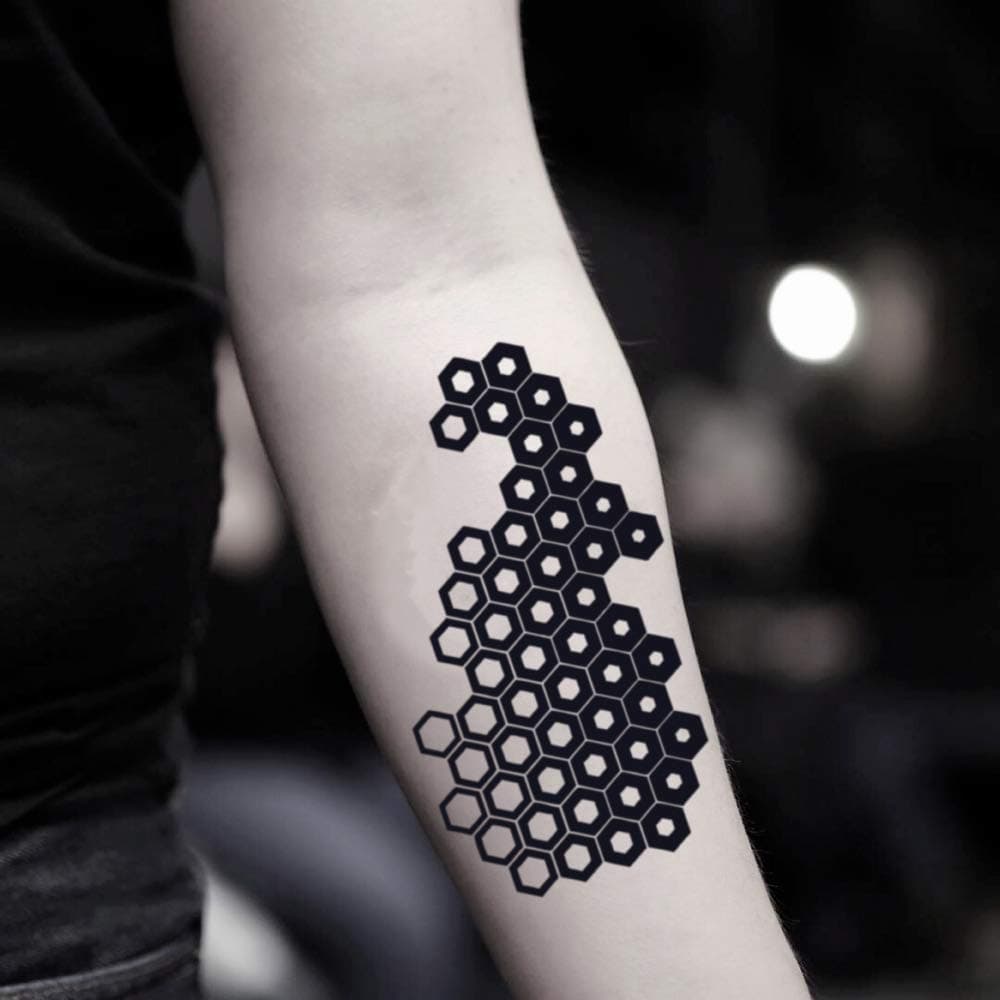 Honeycomb Temporary Fake Tattoo Sticker (Set of 2) - www.ohmytat.com