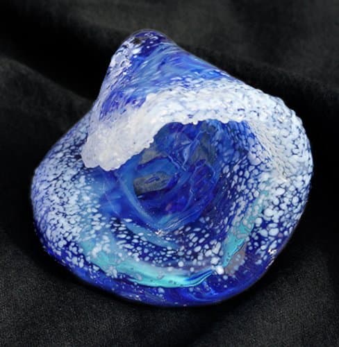 Blue Wave Sculpture - Blown Glass Paperweight