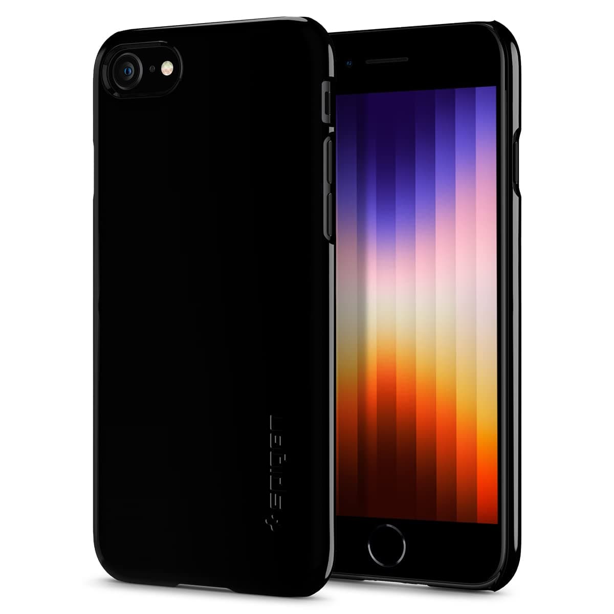 Spigen Thin Fit Designed for iPhone SE 2022 Case/iPhone SE 3 Case 2022 / iPhone SE 2020 Case/iPhone 8 Case/iPhone 7 Case - Jet Black