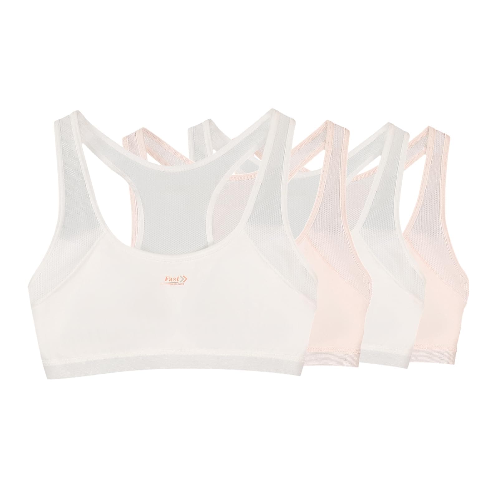 Felskin Training Bras for Girls 8-14,Girls Training Bra-Racerback Sports Seamless Bras Underwear, Ultra Comfort Soft-4 Pack