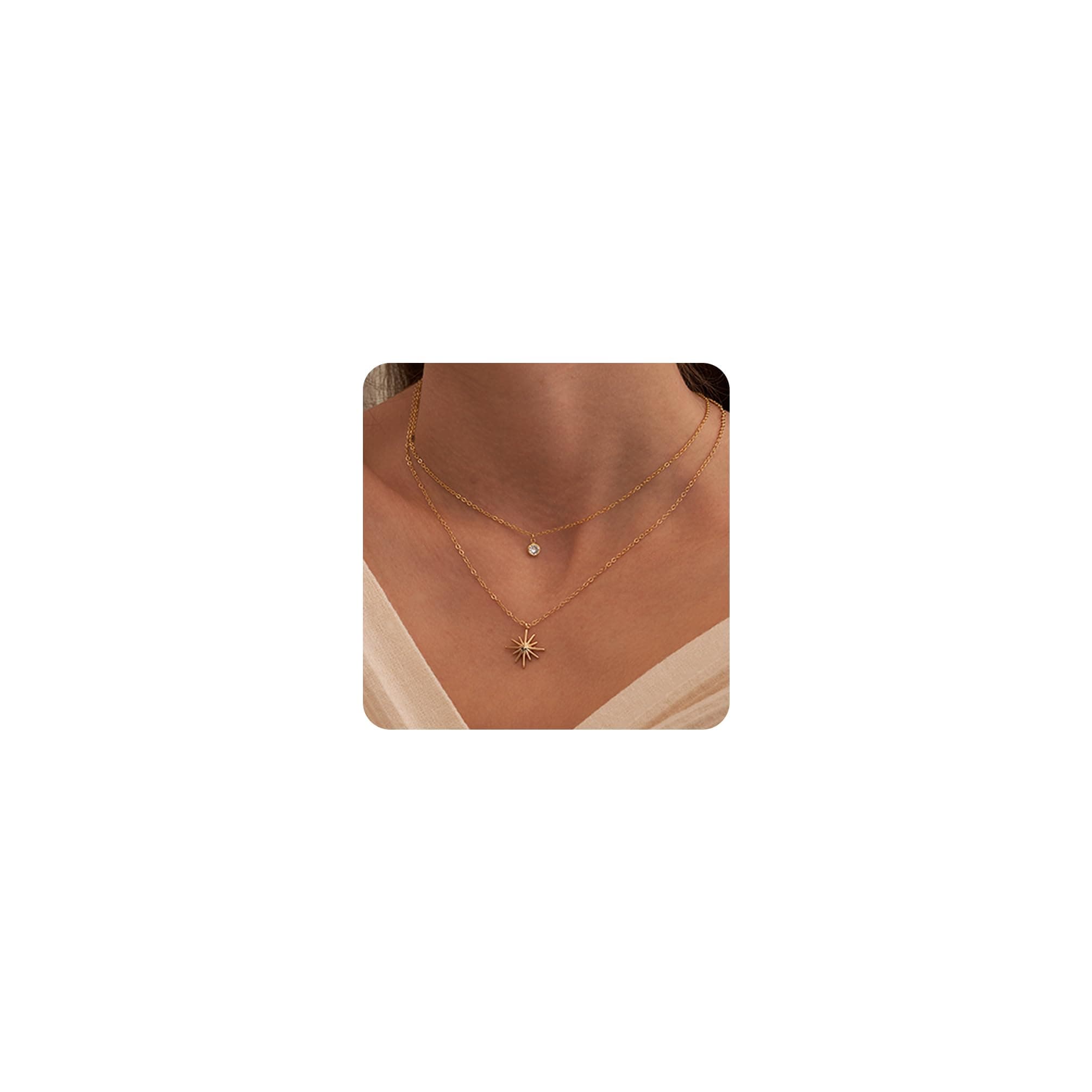 Dainty 14k Gold Plated/Silver Cubic Zirconia Necklaces for Women, Simple CZ Jewelry Necklaces Trendy Gifts