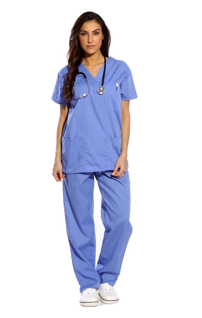 Just Love Women's Scrub Sets Six Pocket Medical Scrubs (V-Neck with Cargo Pant), Ceil, S