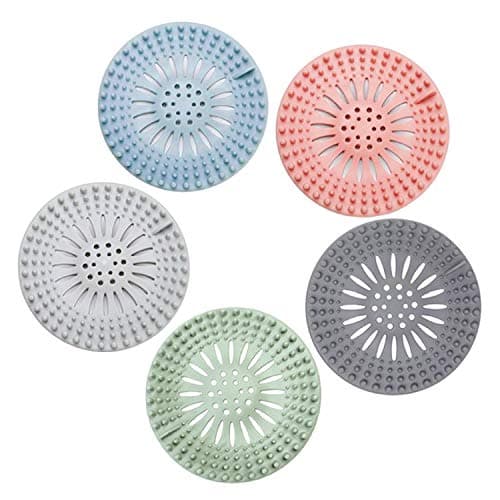 TARIO Rubber Hair Catcher Drain - Flexible Shower Drain Hair Trap - Durable Shower Drain Cover, Easy to Install and Clean Hair Stopper for Bathroom, Bathtub, Handbasin and Kitchen (5-Pack)