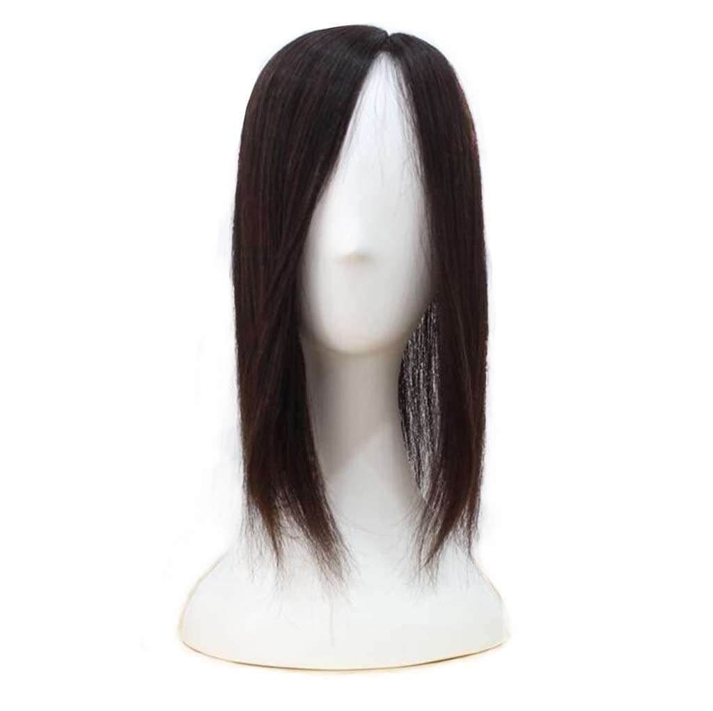 Moreal 14" Side Part Remy Human Hair Topper Clip in Top Hairpieces Toupee for Women with Thinning Hair Dark Brown