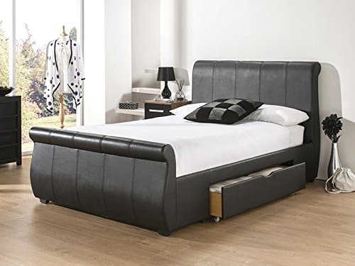 Snuggle Beds Alabama Black Faux Leather Sprung Slatted 6FT Super King Bed Frame
