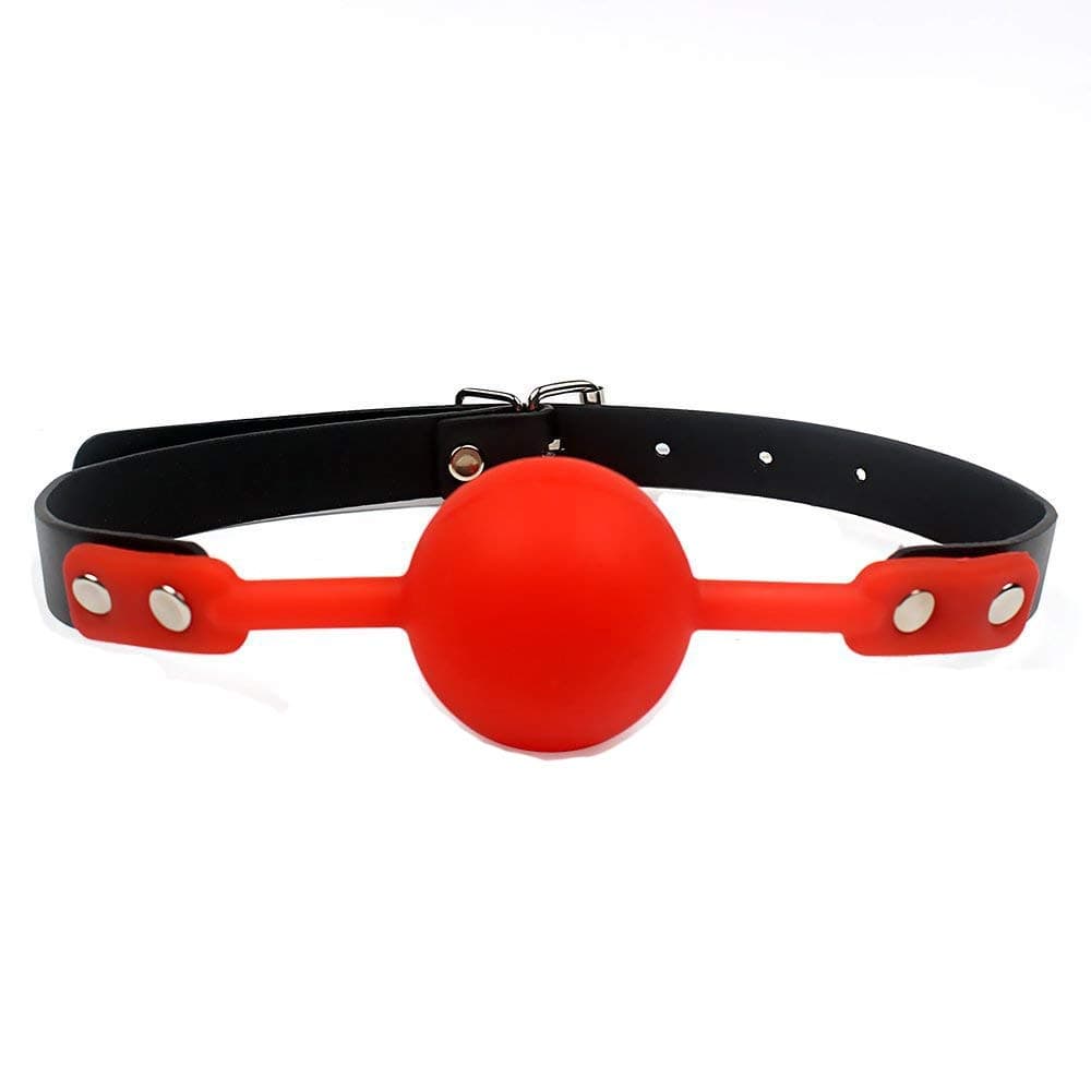 PU Leather Paly Buckle Belt Silicon Mouth Ball Open Breathable Mouth Gag For Men Woman