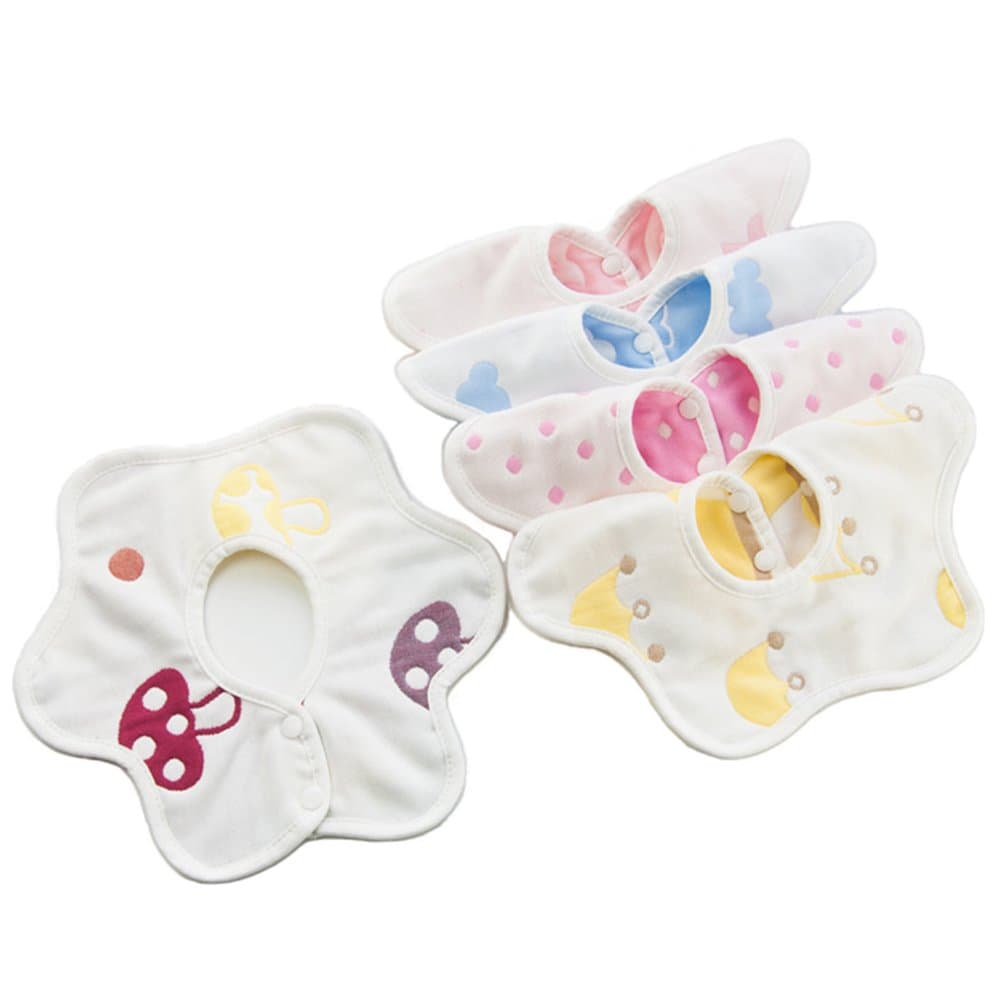 Moyun Cute Baby Dribble Drool Bibs Bandana For Boys Girls Feeding - Super Absorbent 100% Cotton - 5 Pack