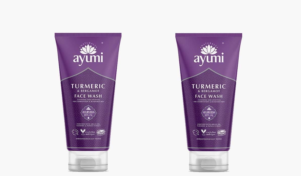 Ayumi Turmeric & Bergamot Face Wash. Vegan, Cruelty-Free, Dermatologically-Tested, 2 x 150ml