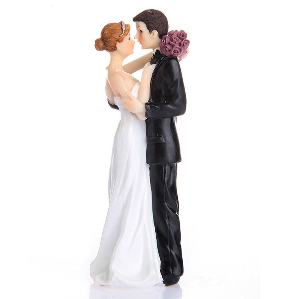 High Quality Synthetic Resin Wedding Couple Bride and Groom Wedding Cake Topper/Decoration Ornament Table Omantic Wedding Party Decoration Adorable Figurine Craft Gift (1*)