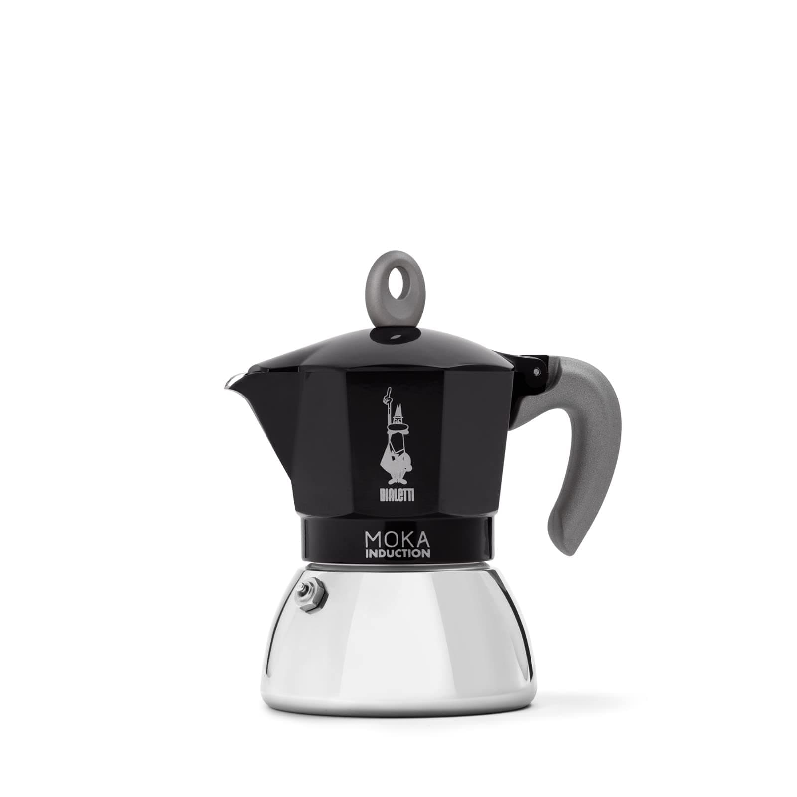 Bialetti Moka Induction 4-Cup Espresso Maker – Black 5.7 Oz Stovetop Coffee Pot, Suitable for All Types of Hobs Including Induction, Aluminum Upper with Stainless Steel Base, Classic Italian Design