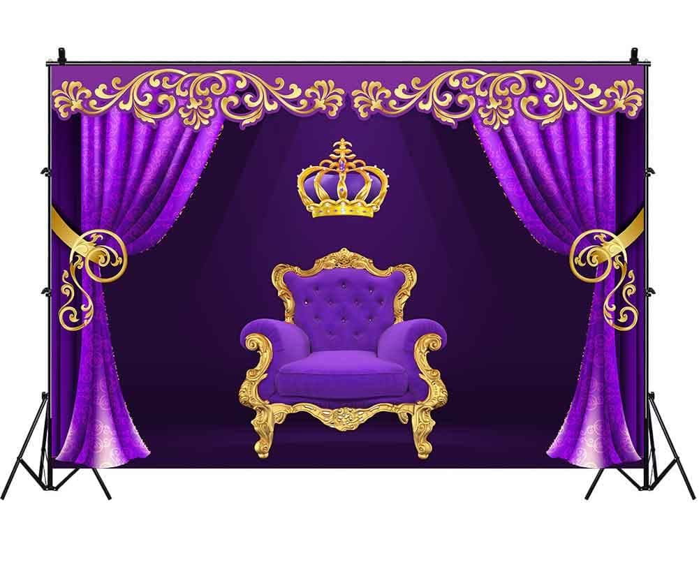 VIDMOT Crown King Queen Background 9x6ft Royal Chair Throne Background Stage Theater Backdrop Royalty Personal Portrait Shooting Adults Kids Photo Photography Studio Set Props BJXTVV74