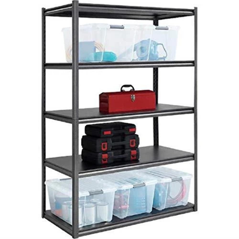 Whalen 5-Shelf Heavy Duty Steel Shelving Unit, 48" W x 24" D x 72" H, Black