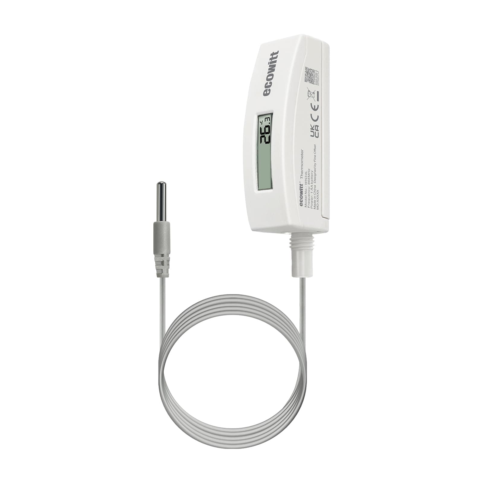 ECOWITT WN34BL Digital Pool Thermometer with LCD Display, Waterproof Water Temperature Sensor, Easy to Mount, 10ft Cable Sensor for Swimming Pool, Hot Tubs, Spas, Bath Water, Fish Ponds