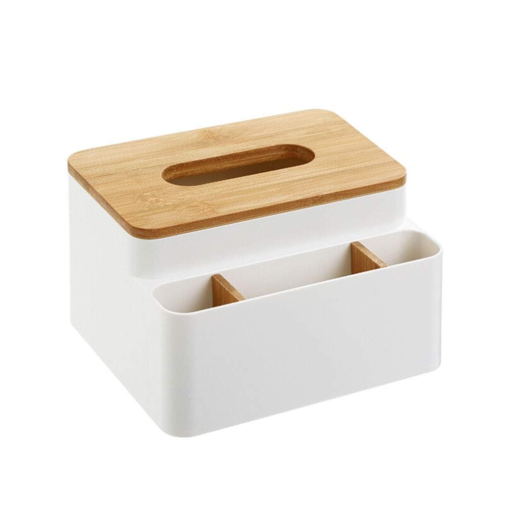 YLING Simple Tissue Box Household Bamboo Multifunctional Storage Living Room Coffee Table Bamboo Wooden Napkin Tray With Multi-function Storage Built-in Free Space